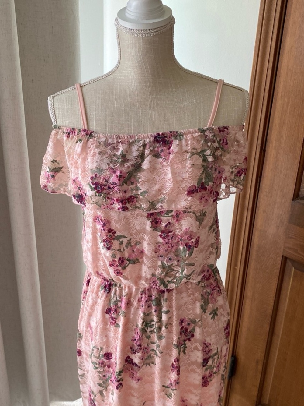 No Boundaries Blush Pink Floral Trim Dress - Picture 4 of 5